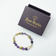 Amethyst Bracelet: Lotus and Plus Charms